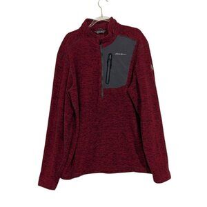 Eddie Bauer First Ascent Cloud Layer Pullover Mens Large Tall Red Berry 1/4 Zip